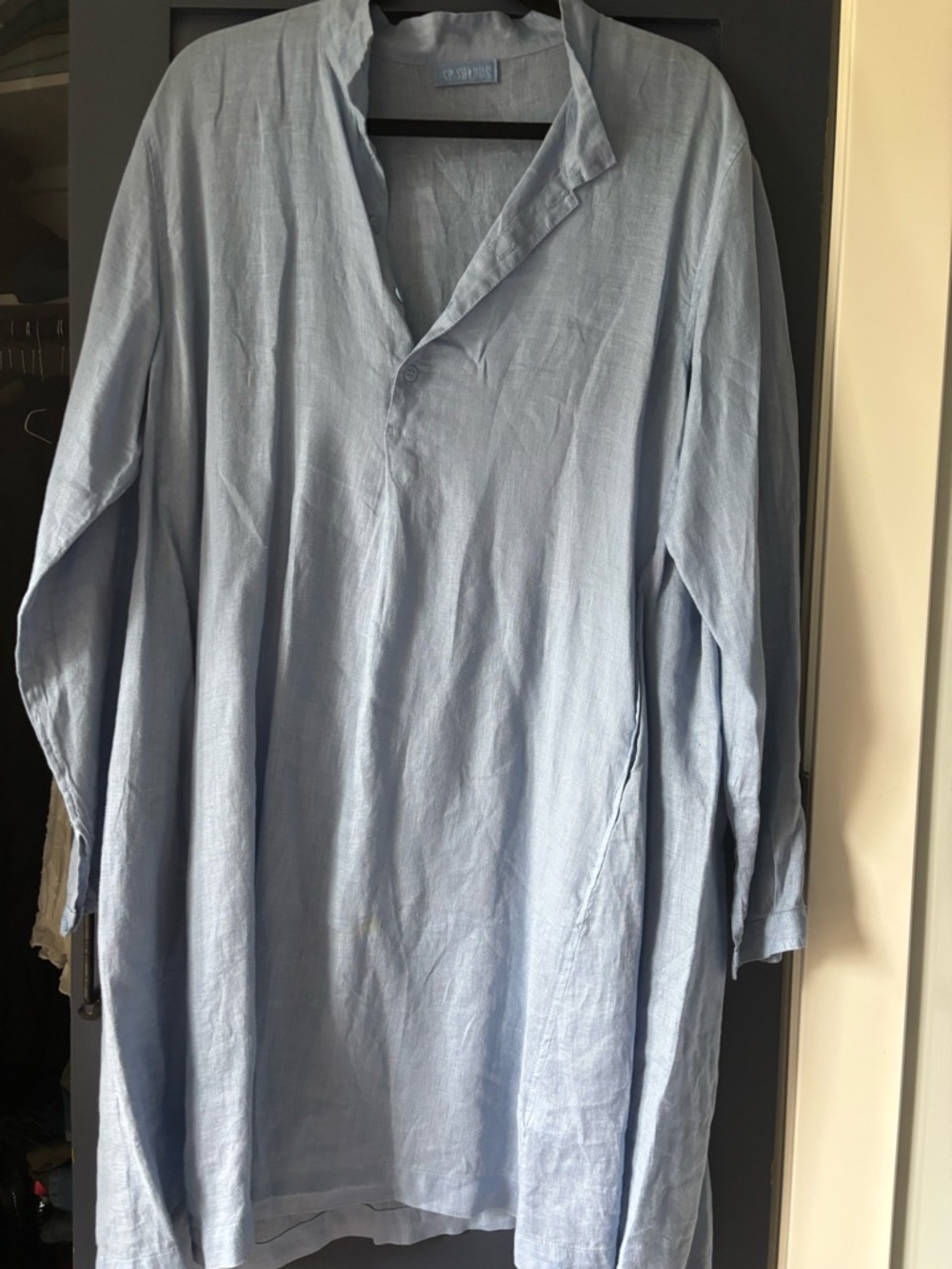 CP Shades Light Blue Linen Tunic Blouse